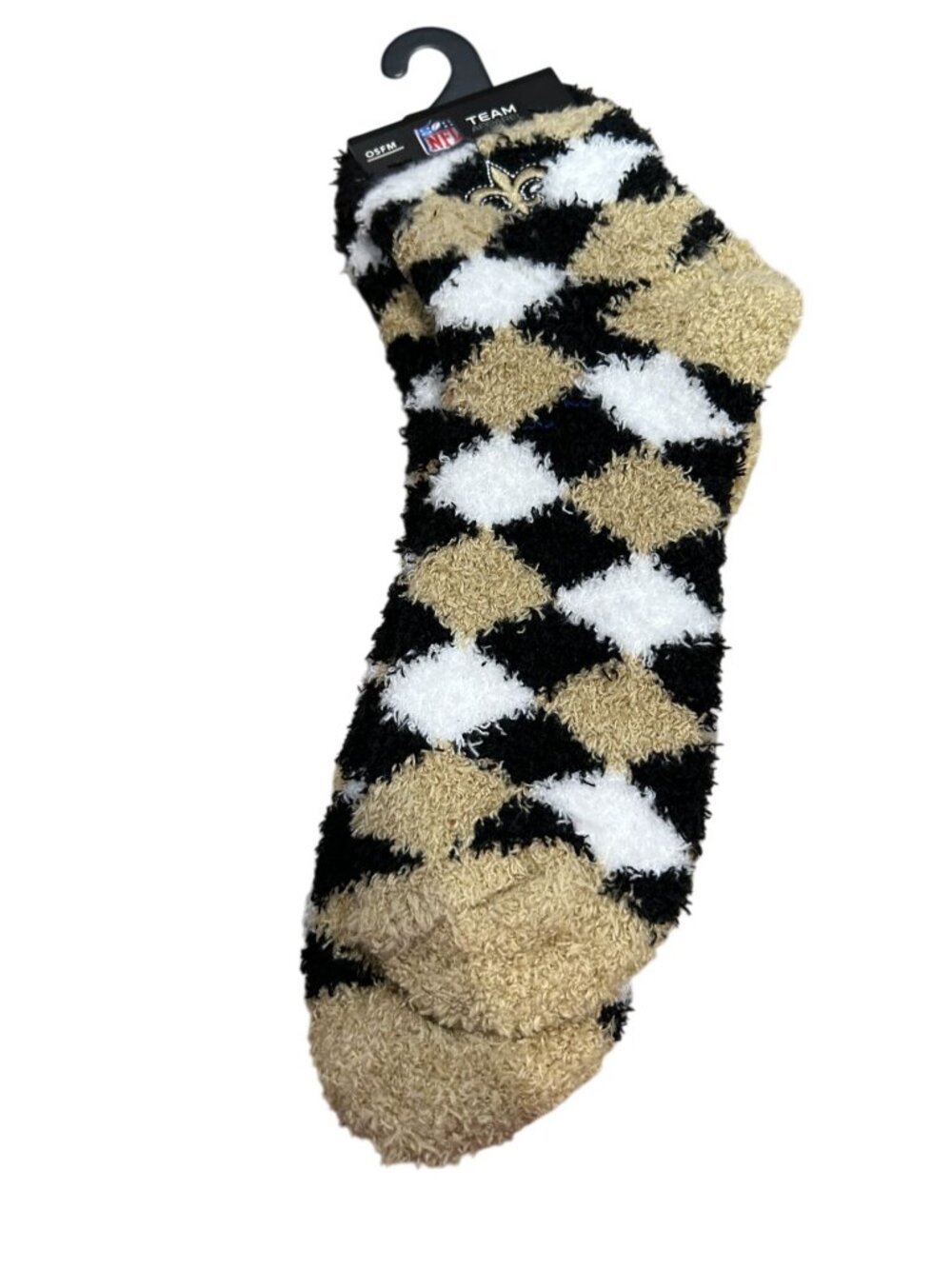 NWT New Orleans Saints Argyle Fuzzy Socks OSFM NFL Licensed MSRP $15.99